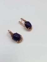 Серьги бижутерные с чароитом реконструированным