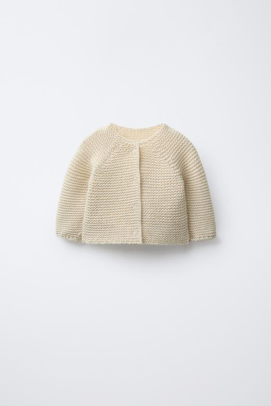 ZARA КАРДИГАН КРУПНОЙ ВЯЗКИ, СВЕТЛО-БЕЖЕВЫЙ