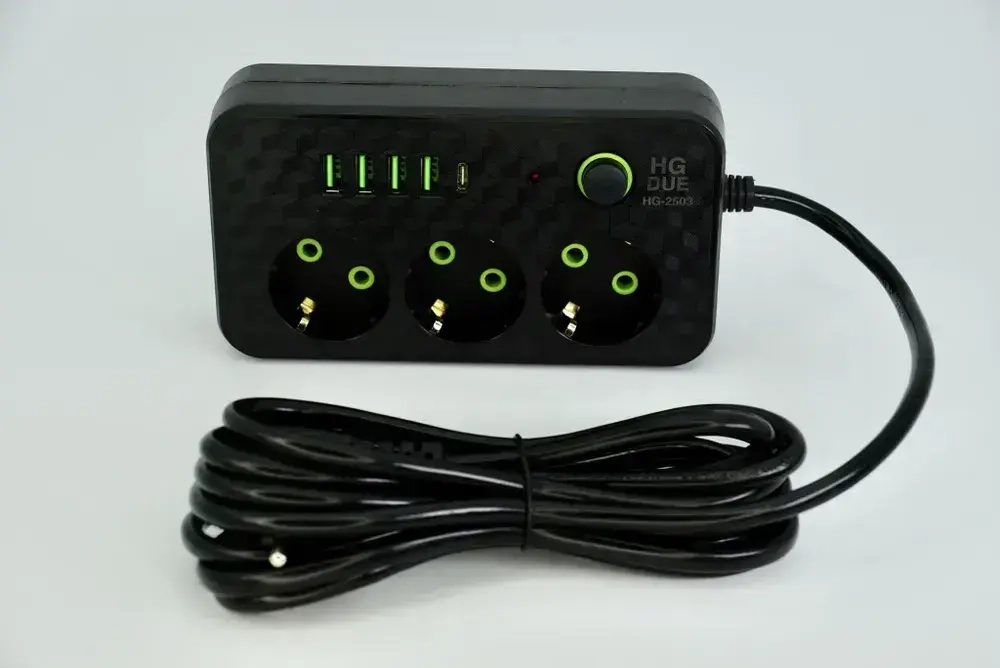 Удлинитель сетевой. Сетевой фильтр Пило. 3 розетки. 4 входа для USB. 1 USB Type-C Тройник Разветвитель. USB Розетка. быстрая зарядка