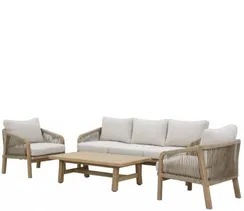 Комплект уличной мебели Ravona из массива акации, 3-местный диван, 2 кресла, столик