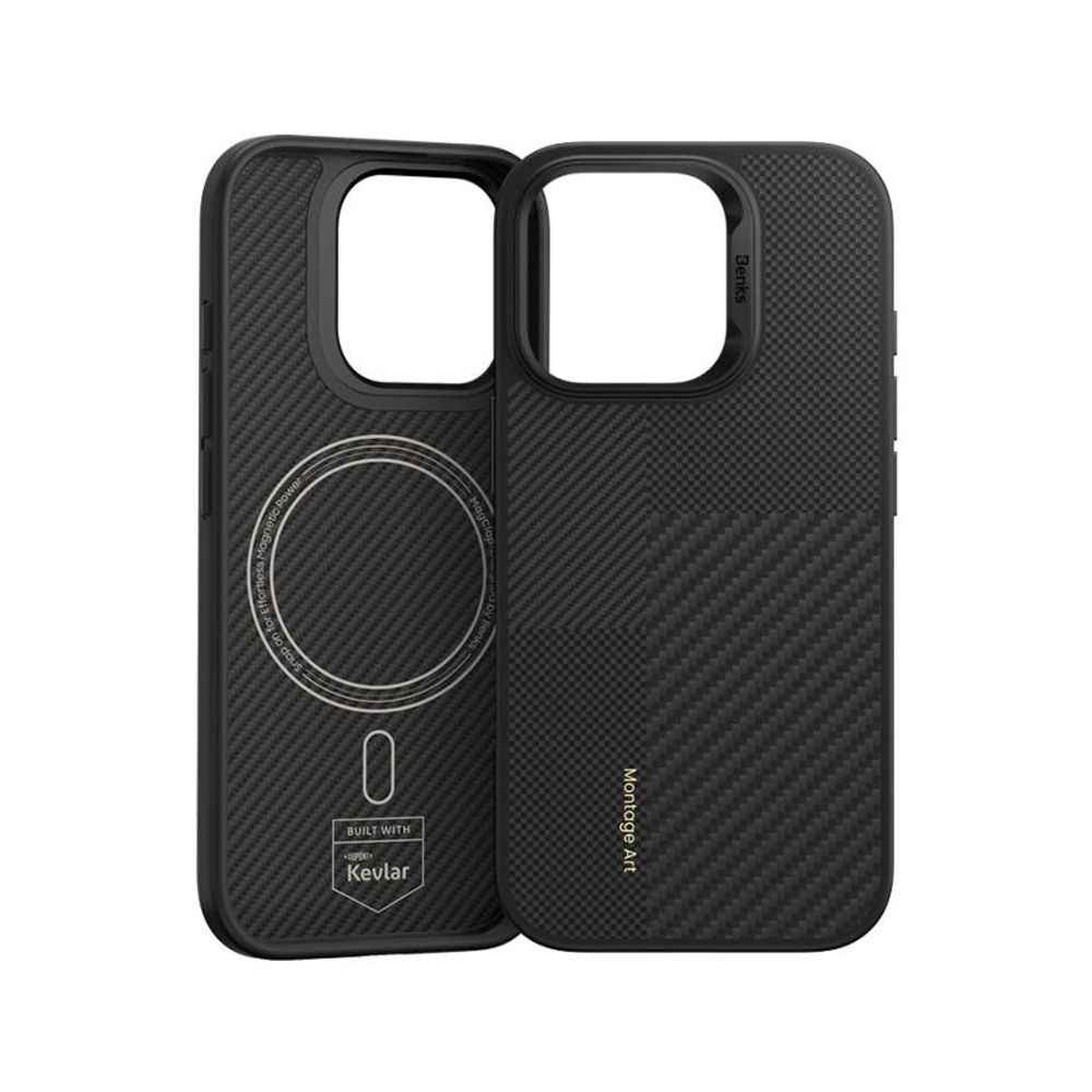Кевларовый чехол MagSafe Benks ArmorPro Montage для iPhone 16 Pro Max Тонкий гибридный чехол из арамидного волокна DuPont Kevlar плотностью 600 и 1500 ден