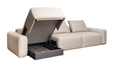 Диван Garda Decor трехместный Турин (Turin)(3 секции) с канапе и мех бежевый Koza3805-BEG 355*163,568 см