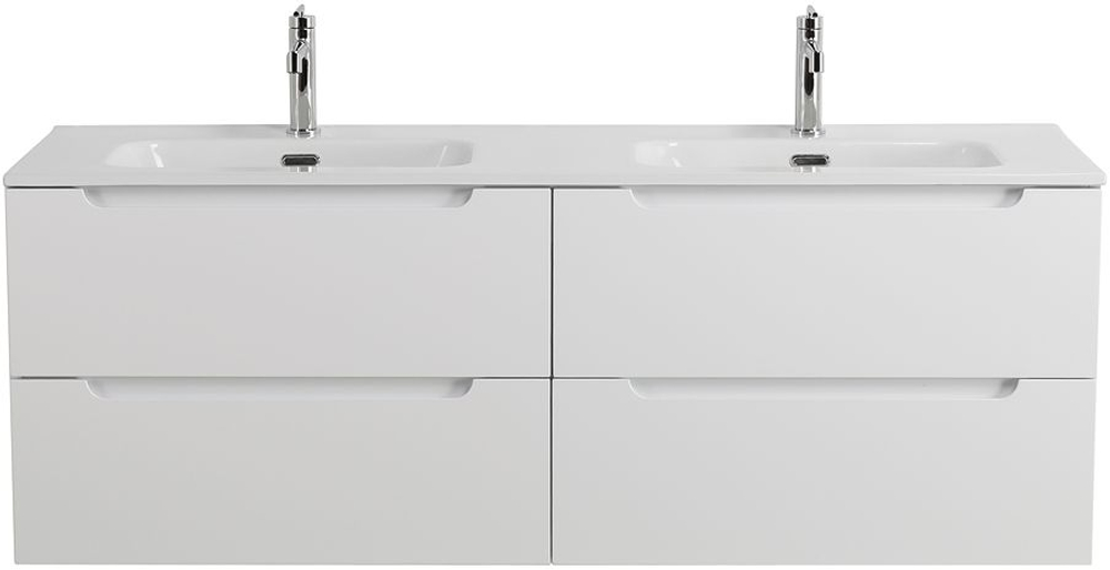 Тумба BelBagno ETNA-1200-4C-SO-2-BL с 2-й раковиной BelBagno BB1200-2-ETL, Bianco Lucido