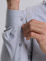 Сорочка мужская VESTER длинный рукав, цвет серый, клетка, хлопок/пэ 50314 48