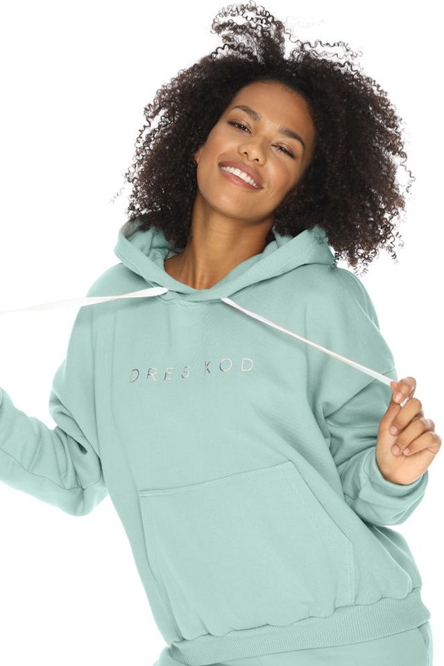 Худи oversize с капюшоном мятное