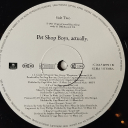 Винтажная виниловая пластинка LP Pet Shop Boys Actually (Germany 1987) Hit Music