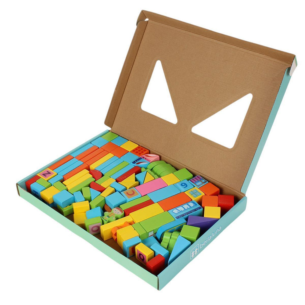 Конструктор деревянный 100 элемента, коробка C-41718