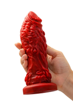 Силиконовый вибратор Monster Docus - 21,7 см. (Цвет: красный с черным)