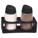 Набор для специй 2х60 мл, BASIC, подставка + солонка + перечница, стекло/пластик, черный, WEGLA (ВЕГЛА), 700232