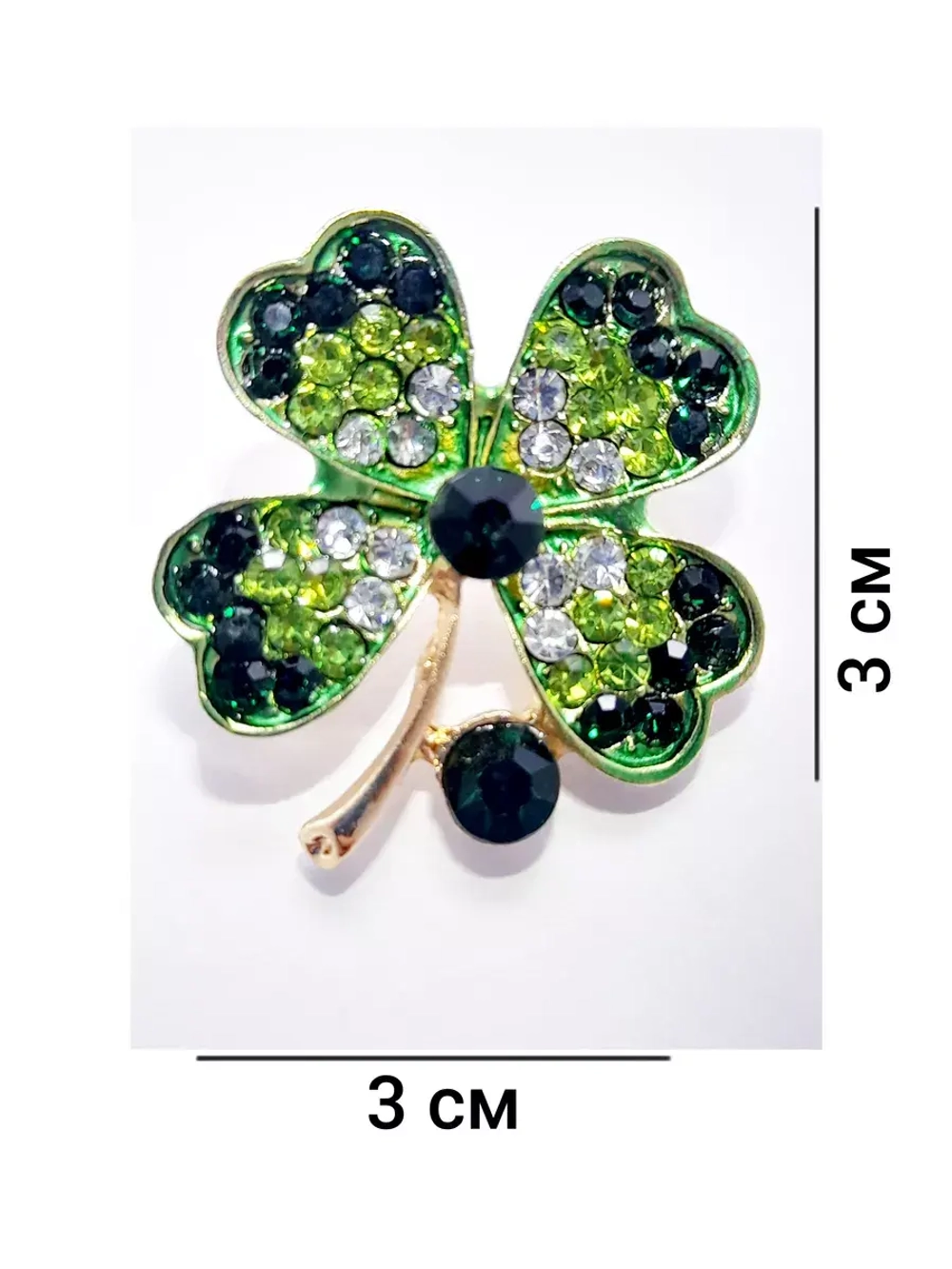 Брошь "Клевер зеленый"