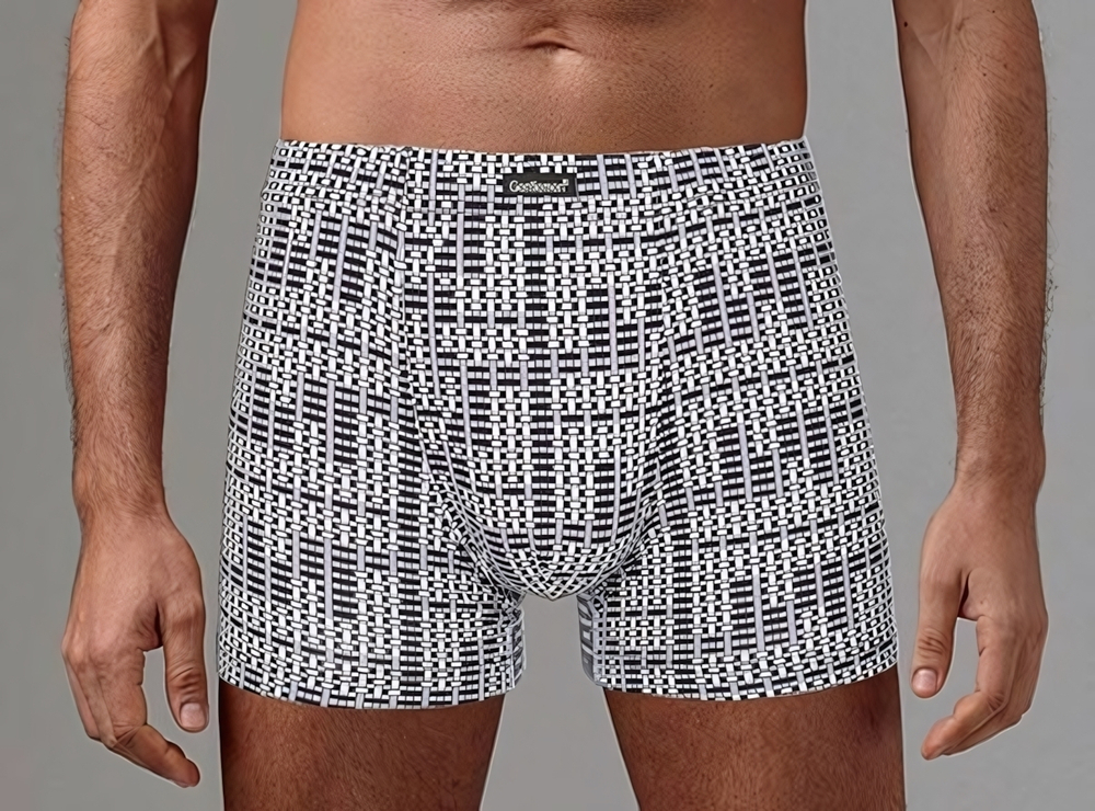 Мужские трусы-боксеры с принтом-рогожкой (Размер: L) (Цвет: серый)