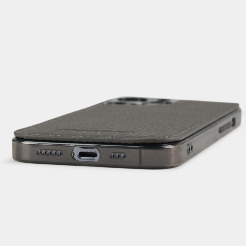Чехол для iPhone 14 Pro из кожи теленка, серого цвета