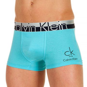 Трусы мужские боксеры голубые с двухцветной резинкой steel Calvin Klein