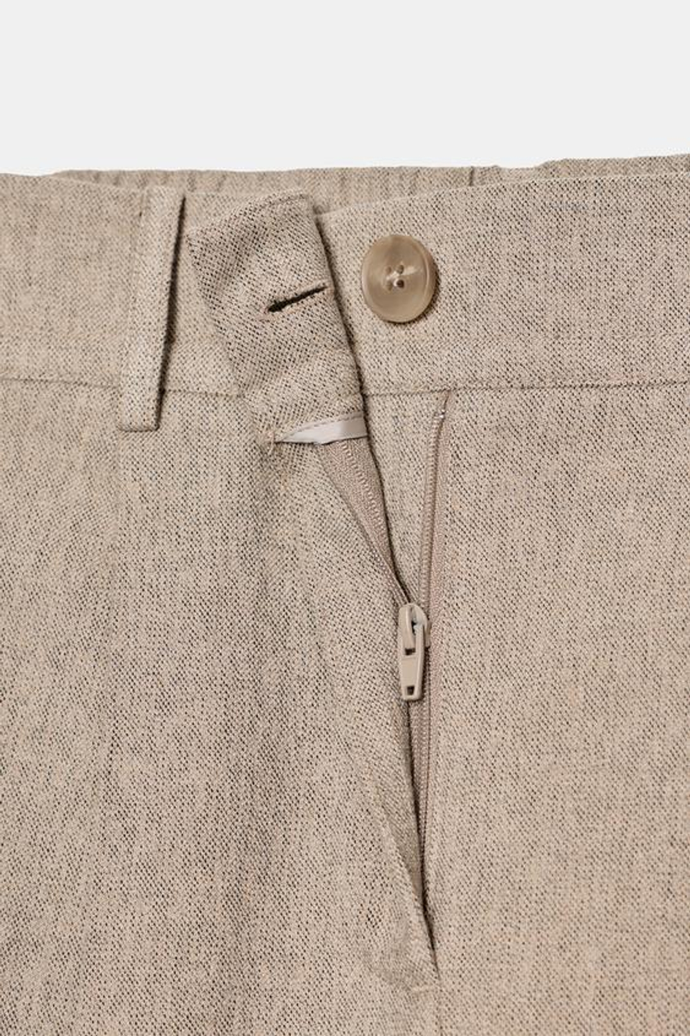 ZARA БРЮКИ С ЗАЩИПАМИ И ЭЛАСТИЧНЫМ ПОЯСОМ СЗАДИ, ПЕСОЧНЫЙ