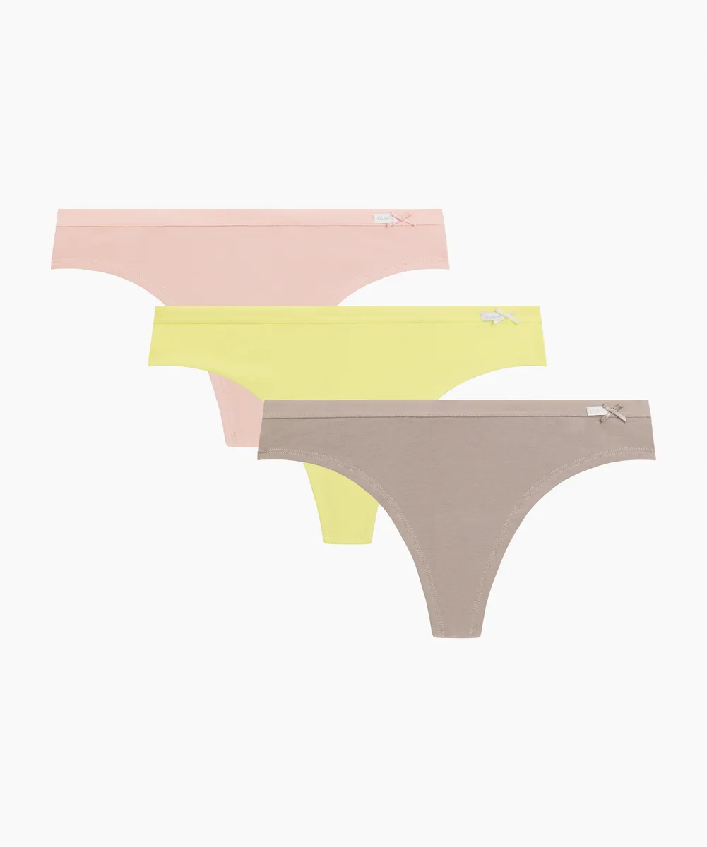 Трусы женские бразильянки Atlantic, набор из 3 шт., хлопок, персиковые + светлые лайм + песочные , 3CLP-005