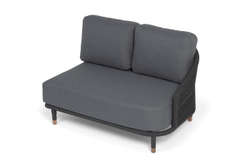 "Верона" левый модуль плетеный из роупа, каркас алюминий темно-серый (RAL7024) муар, роуп темно-серый круглый, ткань темно-серая 027, L131х89