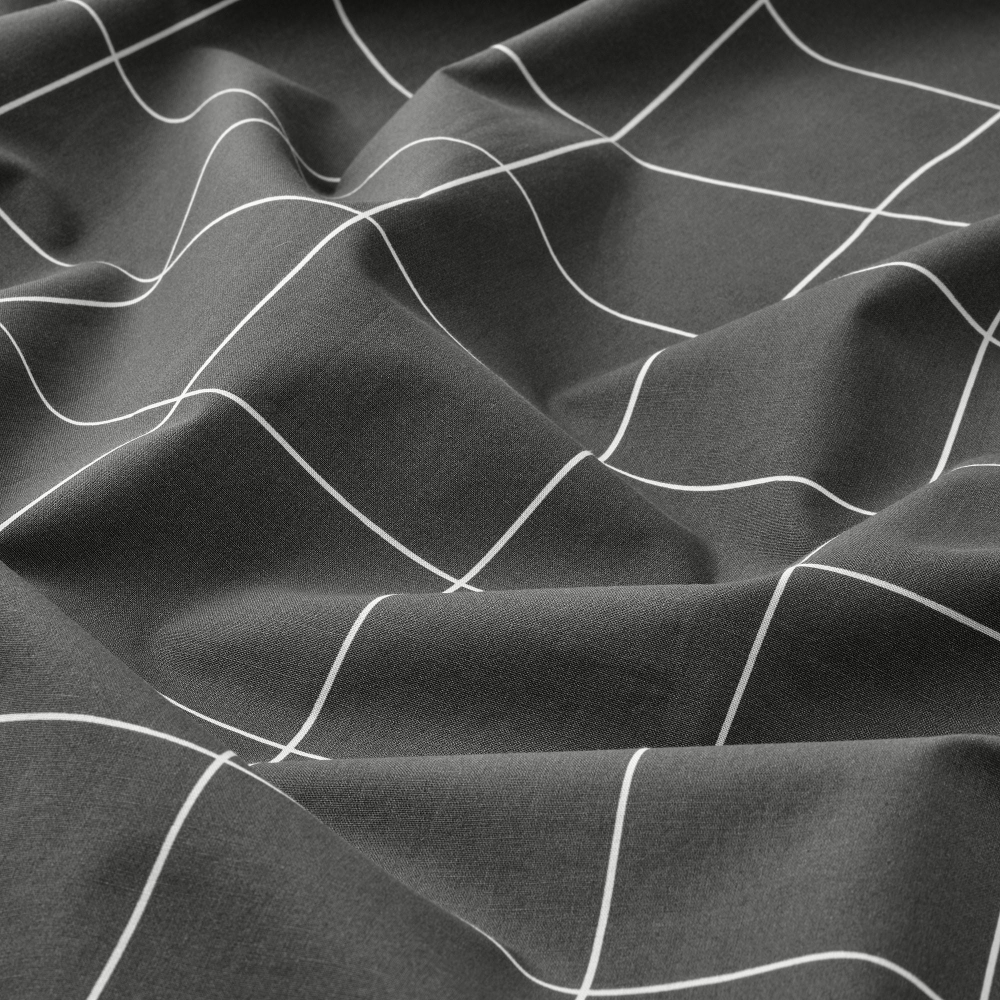 Комплект постельного белья IKEA VITKLOVER (ВИТКЛЕВЕР), Двуспальный, Белый в клетку, 240x220, 50x80 см