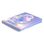 Записная книжка 11,0 см * 18,0 см , 7БЦ, Alingar, ПВХ, конгрев 3D, поролон, 96л., линия, ляссе, цветной срез, "Радужная девочка", фиолетовый