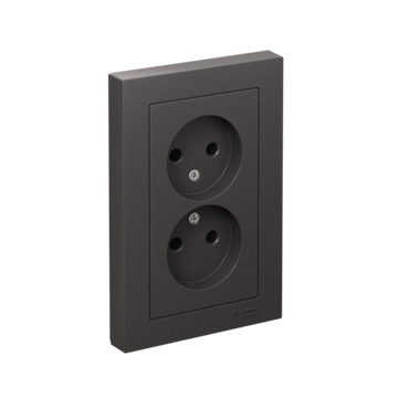 Розетка двойная AtlasDesign без заземл.16А в сборе базальт SE ATN001420
