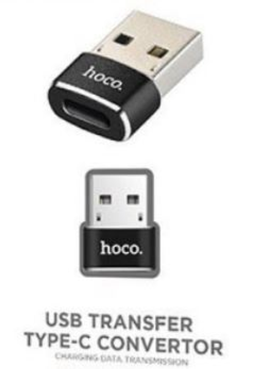 Адаптер USB - Type-C, поддержка OTG, металл, черный "Hoco" UA6