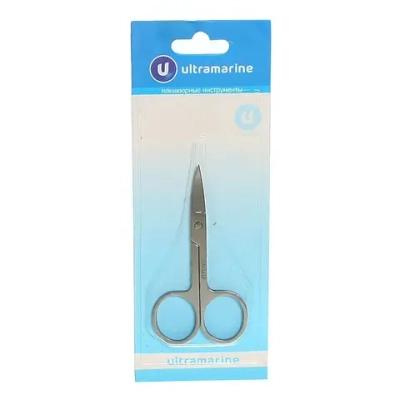 Ножницы маникюрные на блистере «Ultramarine», круглые кольца, широкие, цвет серебро 9см