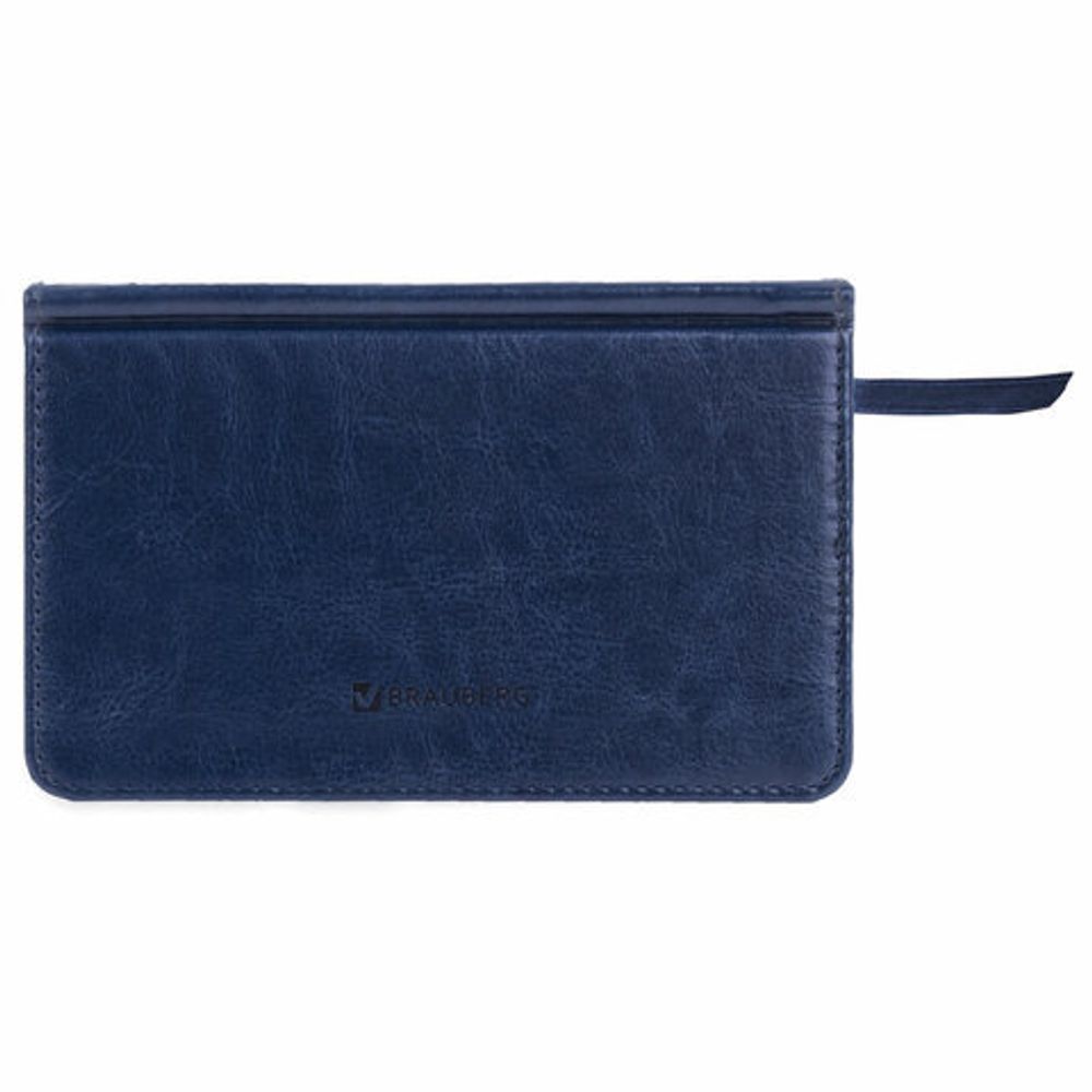 Еженедельник недатированный МАЛЫЙ ФОРМАТ 95х155 мм А6 BRAUBERG "Imperial" под кожу, 64 л., темно-синий, 126186