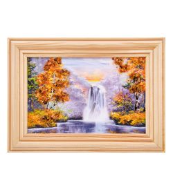 AMB-56/13 Картина «Водопад» (с янтарной крошкой) дер.рамка 8х12