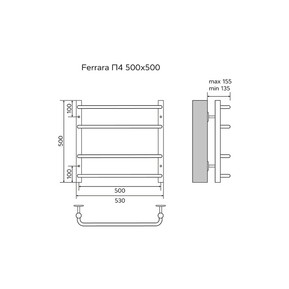 Полотенцесушитель водяной Azario FERRARA 53.2х50, Хром
