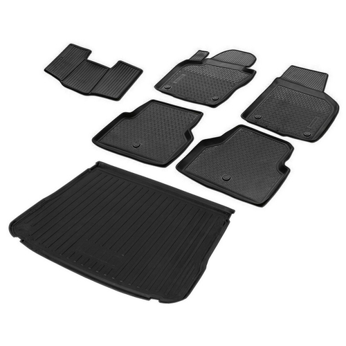 Коврики в салон и багажник автомобиля (комплект) Rival для Volkswagen Tiguan I поколение рестайлинг 2011-2017, полиуретан, с крепежом, 6 частей, K15805001-3