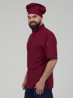 Бордовая мужская рубашка-китель "Мир" для повара и кондитера NVDesign