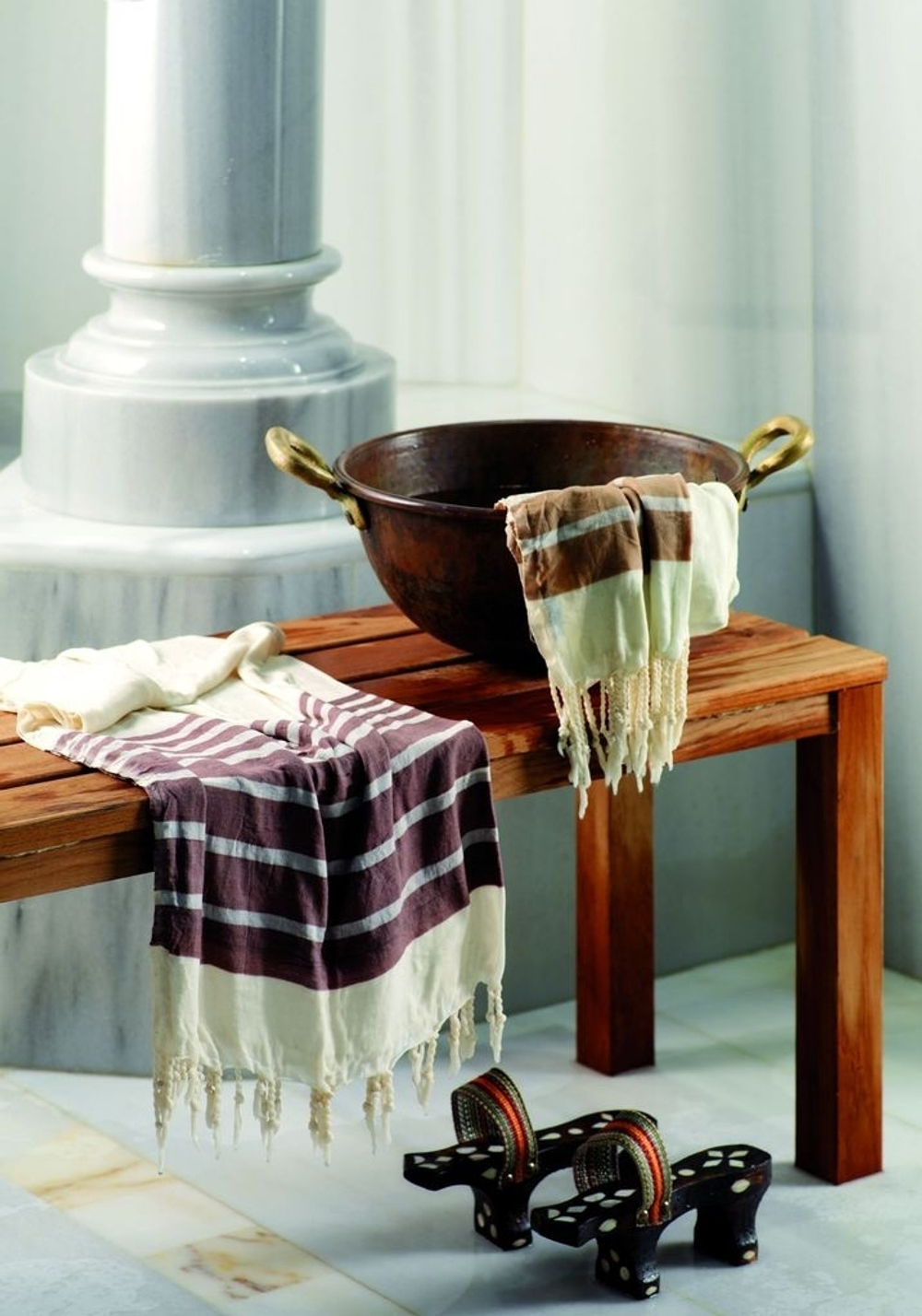 Банная простыня-пештемаль 90x180 Hamam Fula бирюзовая в коробке фото