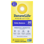 Renew Life, Пробиотики, Daily Balance, 60 вегетарианских капсул
