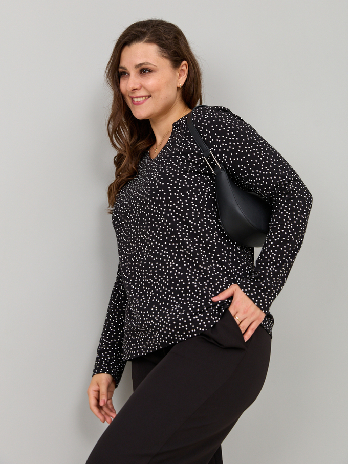 Лонгслив ЛНкл-080/черный-белыйгорох