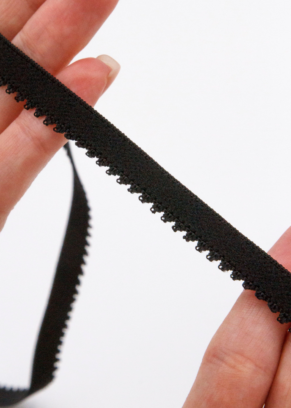 Резинка отделочная черная ажурная ширина 10 мм с учетом фестона Lauma (Латвия)