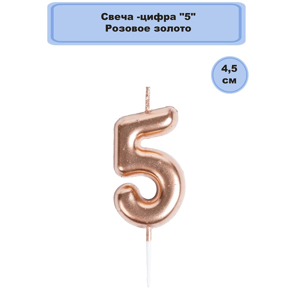 Свечи-цифры Розовое золото 4,5см