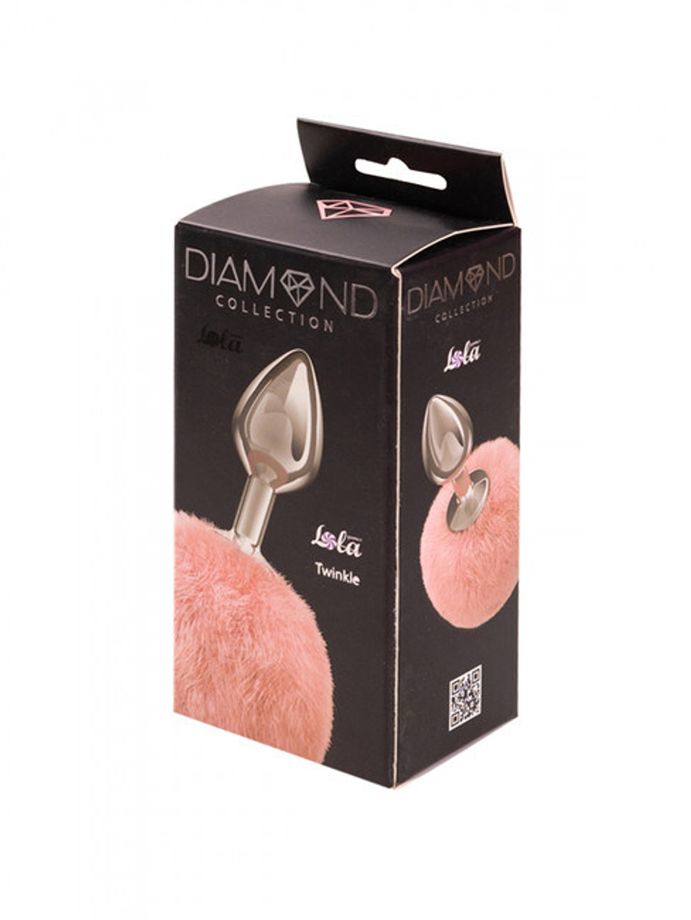 Анальная пробка с хвостом Diamond Twinkle Pink (Цвет: серебряный с розовым)