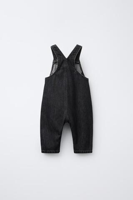 ZARA ДЛИННЫЙ ДЖИНСОВЫЙ КОМБИНЕЗОН, ЧЕРНЫЙ