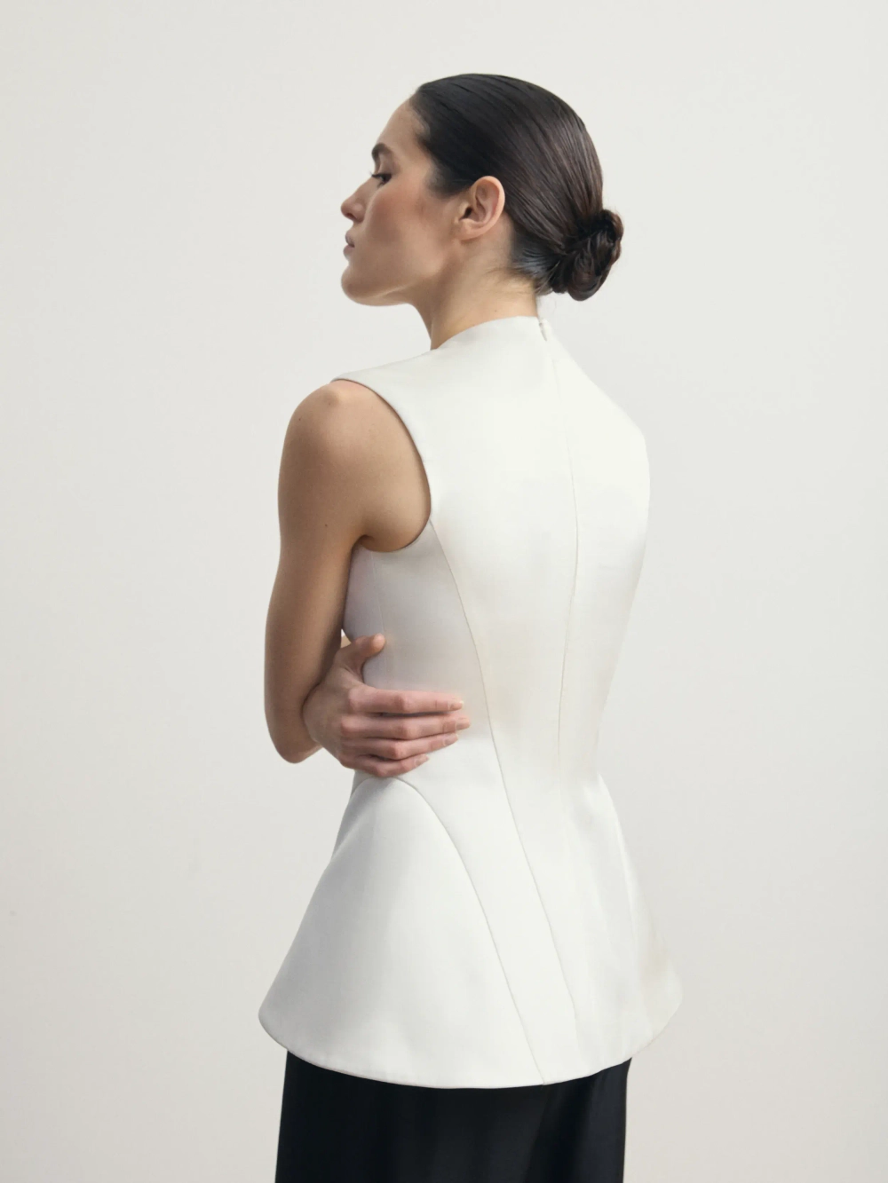 Молочный корсетный топ из атласа "Muse Blanc"