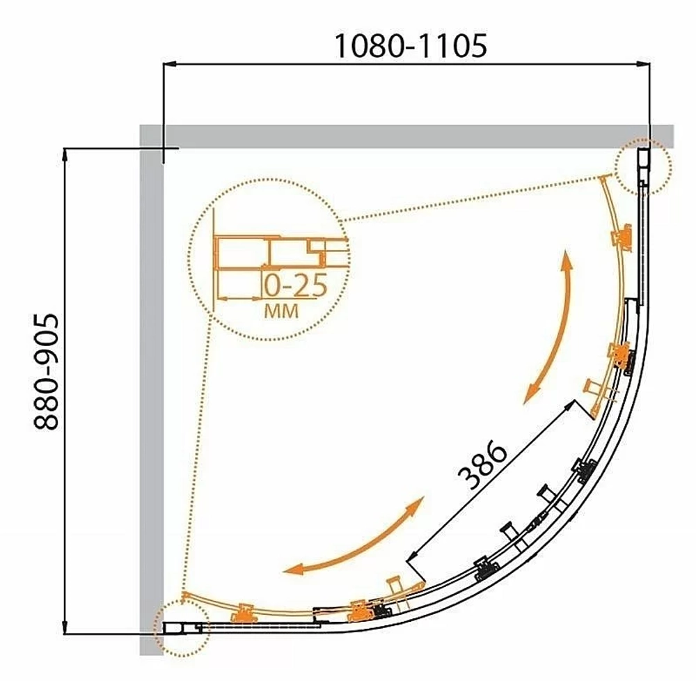 Душевой уголок Cezares Molveno 110x90 MOLVENO-RH-2-110/90-P-Cr стекло рифленое матовое/профиль хром