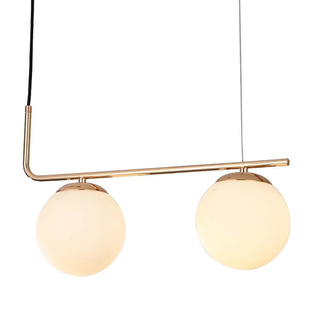 Подвесной светильник 2х5Вт Е27, металл-стекло, золото-чёрный