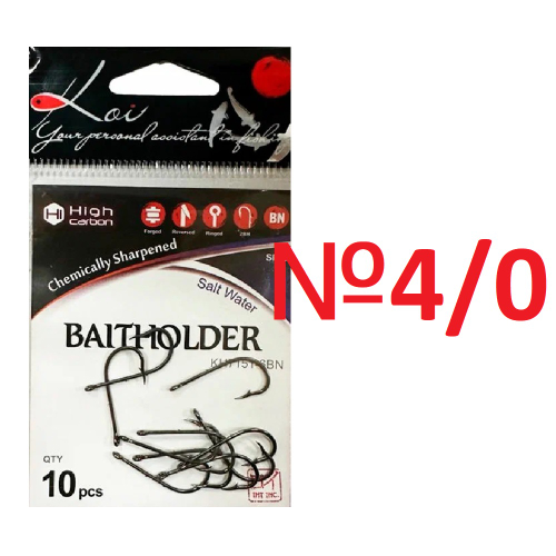 Крючок KOI "BAITHOLDER", размер 4/0 (INT), цвет BN