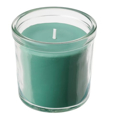ХЕДЕРСАМ HEDERSAM Ароматическая свеча в стекле, трава/зеленый, 20 часов
