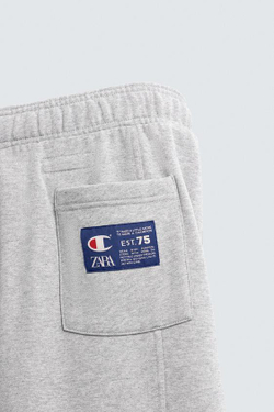 ZARA X CHAMPION ® БРЮКИ-ДЖОГГЕРЫ WIDE FIT, СЕРЫЙ МЕЛАНЖ