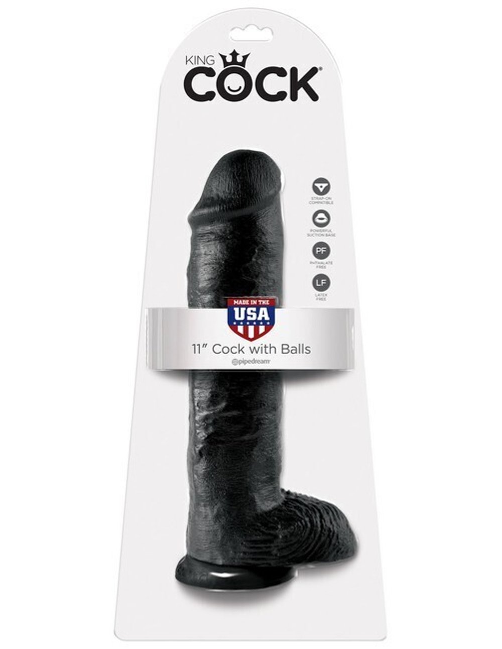 Фаллоимитатор на присоске 11 Cock with Balls черный King Cock (Цвет: черный)