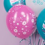 Шар (12''/30 см) Пожелания В День Рождения! (цветы), Ассорти, пастель, 5 ст, 25 шт.