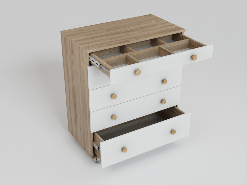 Комод Идеальный с пеленальным столиком цвет белый/дуб