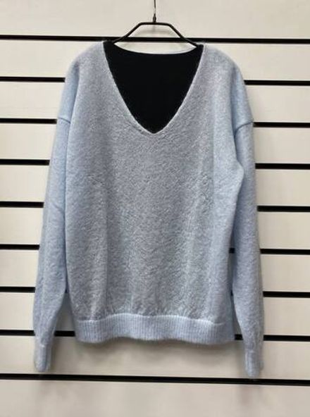 Джемпер женский V-образный Т134-04 голубой