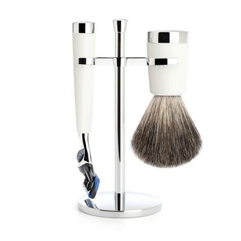 Бритвенный набор MUEHLE LISCIO, белая смола, натуральный барсучий ворс, бритва Fusion (S 81 M 147 F)