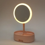 Зеркало настольное с подсветкой и органайзером «Beauty», цвет розовый, USB, 35*18см
