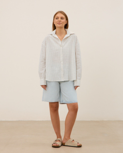 Рубашка из вареного хлопка, белая